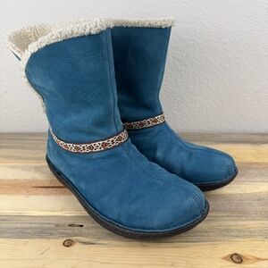 Keen Leather Booties Galena Blue Pull On Sherpa Lined Size 7.5 Women's